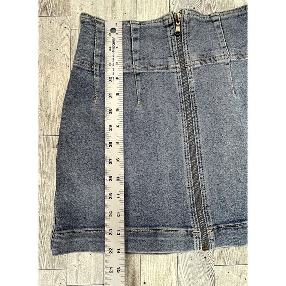 Free People We The Free Virgo Zip Front Mini Skirt Blue Womens 26 Cowgirl Grunge - Picture 10 of 11